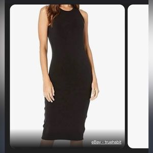 Splendid black ribbed midi dress with side ruching - size small